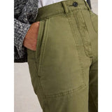 White Stuff Twister Full Length Chino Trouser In Khaki Green