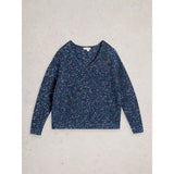 White Stuff V Neck Textured Jumper In Navy