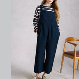White Stuff Vivian Linen Relaxed Dungaree In Dark Navy