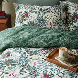 Wylder Winter Foliage Reversible Brushed Cotton SINGLE Cover Set In Pine Green