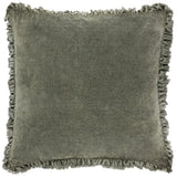 Yard Bertie Washed Cotton Velvet Cushion Moss
