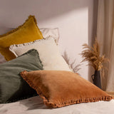 Yard Bertie Washed Cotton Velvet Cushion Moss
