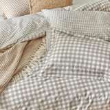 Yard Barton Gingham Check Duvet Cover Set Biscuit - Double