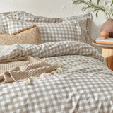 Yard Barton Gingham Check Duvet Cover Set Biscuit - Double