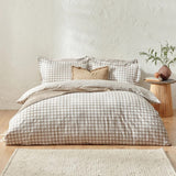 Yard Barton Gingham Check Duvet Cover Set Biscuit - Double