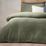 Yard Chunky Waffle Duvet Cover Set Eucalyptus