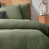 Yard Chunky Waffle Duvet Cover Set Eucalyptus