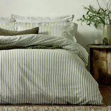 Yard Hebden Cotton Stripe Olive Bedding Set Double