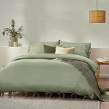 Yard Mallow Bow Tie Duvet Cover Set Soft Sage - Double