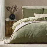 Yard Malton Stripe 100% Cotton Duvet Cover Set Forest In Green Double