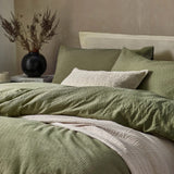 Yard Malton Stripe 100% Cotton Duvet Cover Set Forest In Green Double