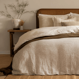 Yard Perrie Leaf Muslin 100% Cotton Duvet Cover Set Natural Super King