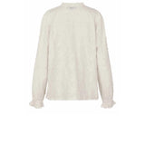 Masai Appliqué Flowers Belise Ruffle Neck Blouse In Jet Stream