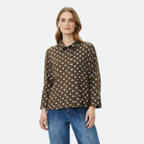 Masai Polka Dot Viscose Blouse With 3/4 Sleeves In Slate Black