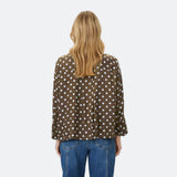 Masai Polka Dot Viscose Blouse With 3/4 Sleeves In Slate Black