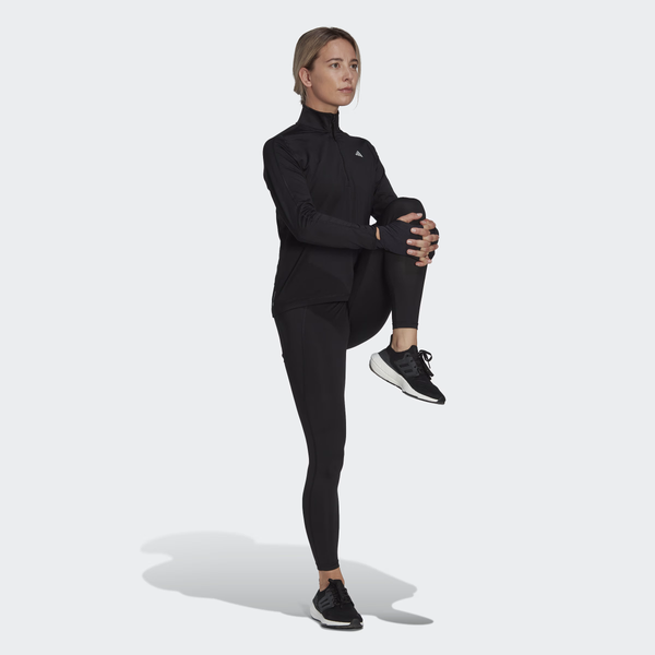 Adidas Women's Fast Running Half-Zip Long Sleeve Top In Black