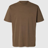 Selected Short Sleeved Relaxed Fit T-Shirt In Chocolate Chip