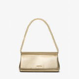 Michael Michael Kors Carmine Medium Metallic Pebbled Leather PochetteIn Pale Gold