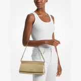 Michael Michael Kors Carmine Medium Metallic Pebbled Leather PochetteIn Pale Gold