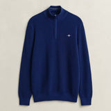 GANT Men's Half Zip Crew Neck Jumper In Crisp Blue