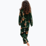 Cyberjammies Ember Kids Unisex Sloth Print Pyjama Set In Dark Green