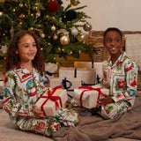 Cyberjammies Kids Unisex Christmas Postcard Print Pyjama Set