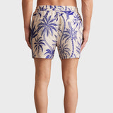 Reiss Ganetti Palm Print Swim Shorts in French Blue/White
