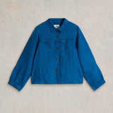White Stuff Camille Linen Jacket in Bright Blue