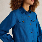 White Stuff Camille Linen Jacket in Bright Blue