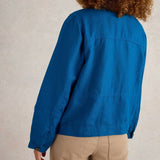 White Stuff Camille Linen Jacket in Bright Blue