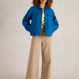White Stuff Camille Linen Jacket in Bright Blue