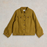 White Stuff Camille Linen Jacket in Khaki Green