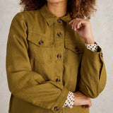 White Stuff Camille Linen Jacket in Khaki Green