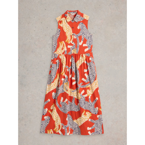 White Stuff Rylee Jersey Shirt Dress in Red Multi