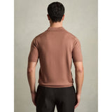 Reiss Duchie Merino Wool Open Collar Polo Shirt In Dusty Blush Pink