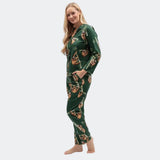 Cyberjammies Sloth Print Pyjama Top In Dark Green