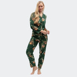 Cyberjammies Ember Sloth Print Pyjama Bottoms In Dark Green