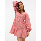 Vero Moda Aware VMPAMMI LS V-NECK SHORT DRESS VMA In Tea Rose