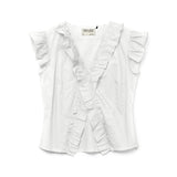 Vero Moda AWARE VMROXANNE SL V-NECK Ruffle Top In White