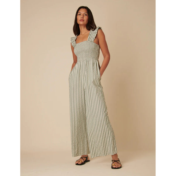 Nobdy's Child Green Stripe Full Length Maya Jumpsuit
