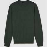 Reiss Wessex Merino Wool Crew-Neck Jumper In Dark Green