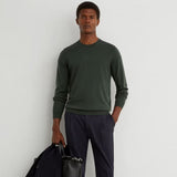 Reiss Wessex Merino Wool Crew-Neck Jumper In Dark Green