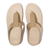 Fitflop Fino Glitterdust Metallic Toe-post Sandals In Platino