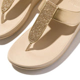 Fitflop Fino Glitterdust Metallic Toe-post Sandals In Platino
