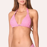 Naia Ursula Triangle Bikini Top In Pink Geo Print