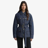 Barbour International International Belted Denim Jacket In Dark Blue Wash