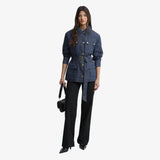 Barbour International International Belted Denim Jacket In Dark Blue Wash