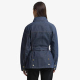 Barbour International International Belted Denim Jacket In Dark Blue Wash