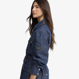 Barbour International International Belted Denim Jacket In Dark Blue Wash
