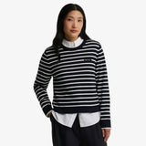Barbour Emmy Striped Crew Neck Jumper In Dark Navy